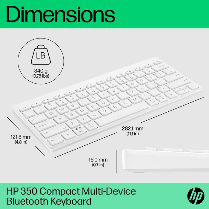 HP HP 350 Multi-Device Teclado inalámbrico 75% blanco