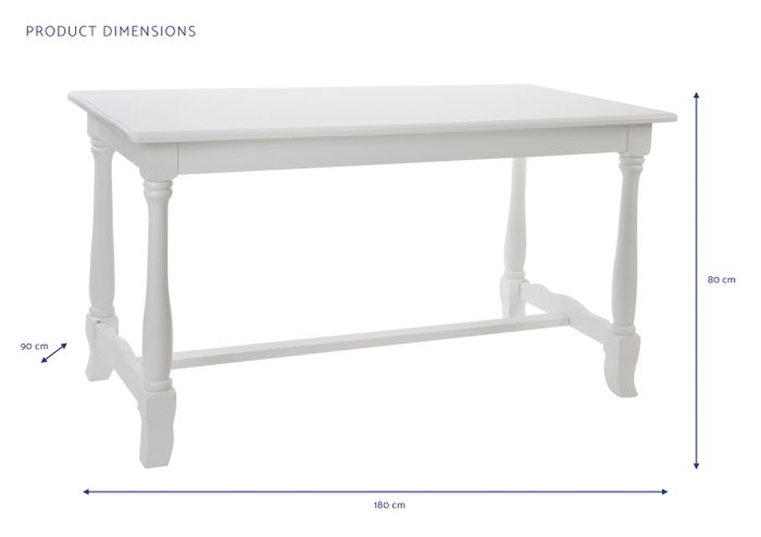 DKD Home Decor Mesa Comedor Menorca Tradicional Romantico Blanco 180 x 90 x 80 cm DKD Home Decor Mesa Comedor Menorca Tradicional Romantico Blanco 180 x 90 x 80 cm
