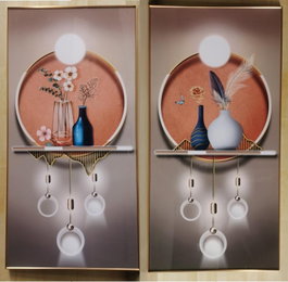 DKD Home Decor Cuadro de Aluminio y MDF con Diseño de Jarrones (Pack de 2)