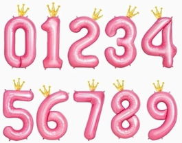 OH YEAH Globo Número 7 Con Corona 115 cm Rosa Pastel Y Oro