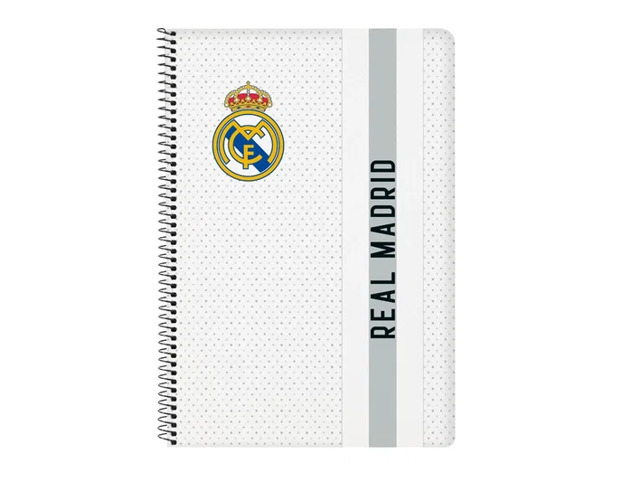 Safta Cuaderno Espiral Real Madrid 1ª Equipación 24/25 80 Hojas Folio Tapa Extradura