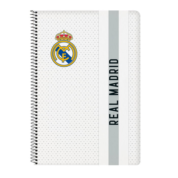 Safta Cuaderno Espiral Real Madrid 1ª Equipación 24/25 80 Hojas Folio Tapa Extradura