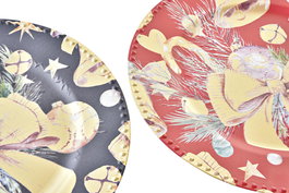 DKD Home Decor Centro de Mesa Navidad Moderna Negro Rojo 33 x 2 x 33 cm