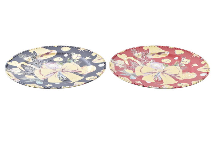 DKD Home Decor Centro de Mesa Navidad Moderna Negro Rojo 33 x 2 x 33 cm