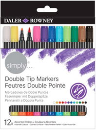 Rotulador Fibra Daler Rowney Doble Punta Simply Estuche De 12