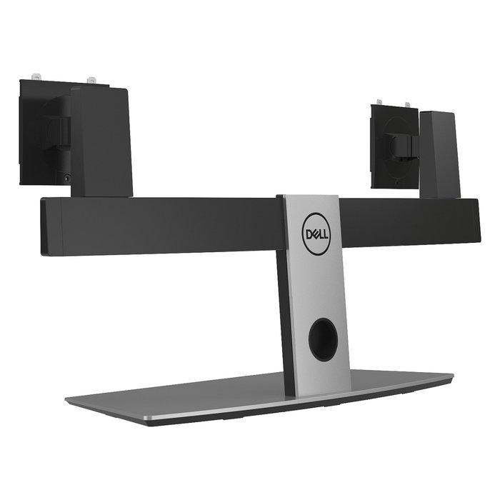 DELL Soporte para Dos Monitores MDS19 - Soporte Dual Ajustable en Altura para Monitores de 19" a 27" (6kg, VESA 100x100), Aluminio y Negro
