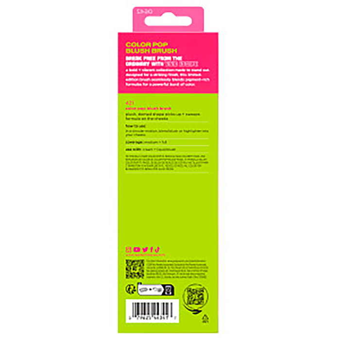 Real Techniques 421 Brocha para Colorete Vivid Escape, Cerdas Suaves Sintéticas Veganas, Ideal para Rubor en Crema, Líquido, Iluminador y Contorno, Edición Limitada Color Pop