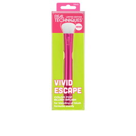 Real Techniques 421 Brocha para Colorete Vivid Escape, Cerdas Suaves Sintéticas Veganas, Ideal para Rubor en Crema, Líquido, Iluminador y Contorno, Edición Limitada Color Pop