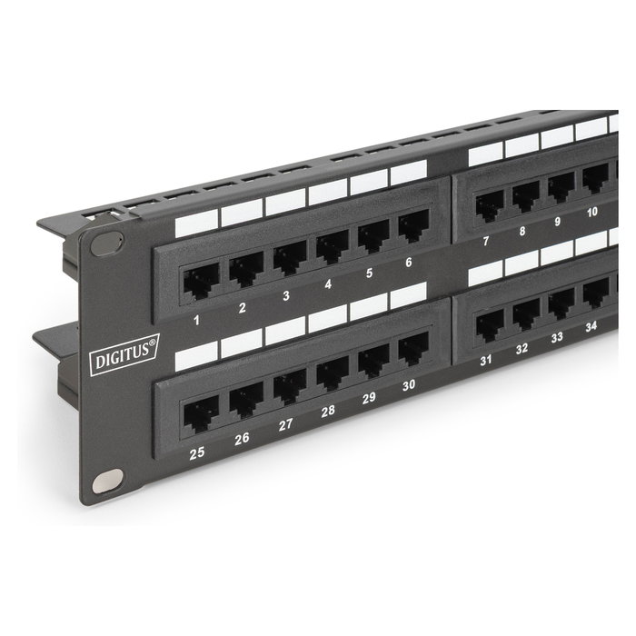 DIGITUS Patchpanel 2HE 48-Port Cat6 RJ-45 Montaje en Bastidor Negro DIGITUS Patchpanel 2HE 48-Port Cat6 RJ-45 Montaje en Bastidor Negro