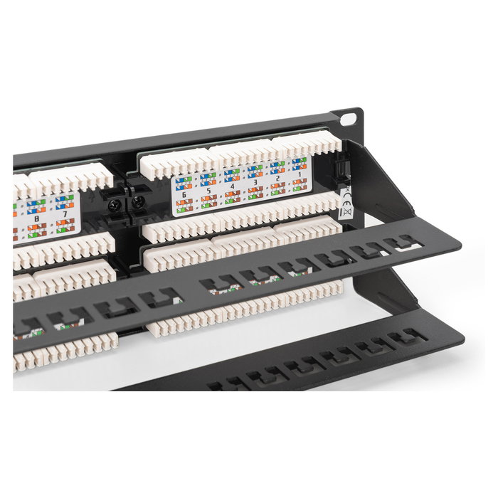 DIGITUS Patchpanel 2HE 48-Port Cat6 RJ-45 Montaje en Bastidor Negro DIGITUS Patchpanel 2HE 48-Port Cat6 RJ-45 Montaje en Bastidor Negro