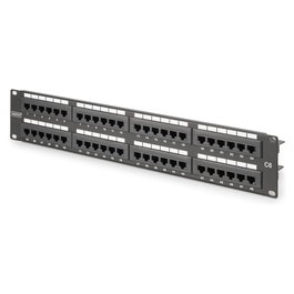 DIGITUS Patchpanel 2HE 48-Port Cat6 RJ-45 Montaje en Bastidor Negro