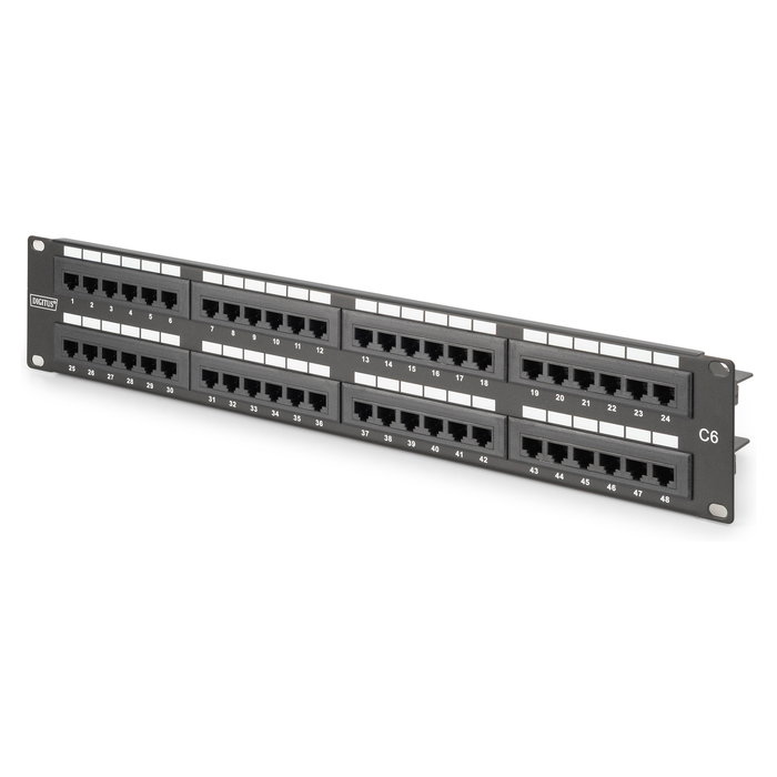 DIGITUS Patchpanel 2HE 48-Port Cat6 RJ-45 Montaje en Bastidor Negro DIGITUS Patchpanel 2HE 48-Port Cat6 RJ-45 Montaje en Bastidor Negro