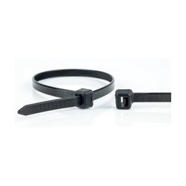 WKK Bridas reutilizables de plástico negro 370x7,6 mm (100 unidades)