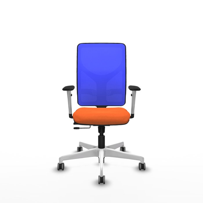 PIQUERAS Y CRESPO Silla de oficina Motilla con mecanismo Sincro/Traslack, Tela Naranja y Malla Azul