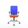 PIQUERAS Y CRESPO Silla de oficina Motilla con mecanismo Sincro/Traslack, Tela Naranja y Malla Azul