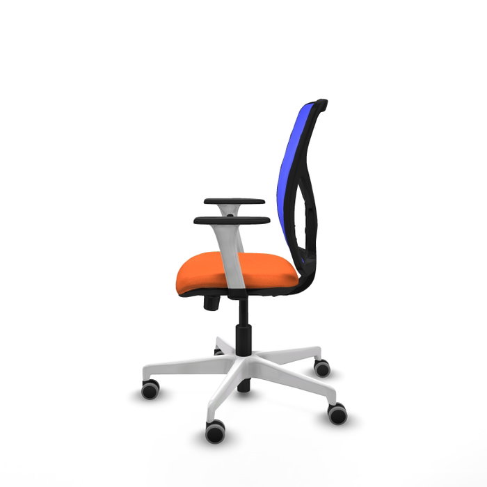 PIQUERAS Y CRESPO Silla de oficina Motilla con mecanismo Sincro/Traslack, Tela Naranja y Malla Azul