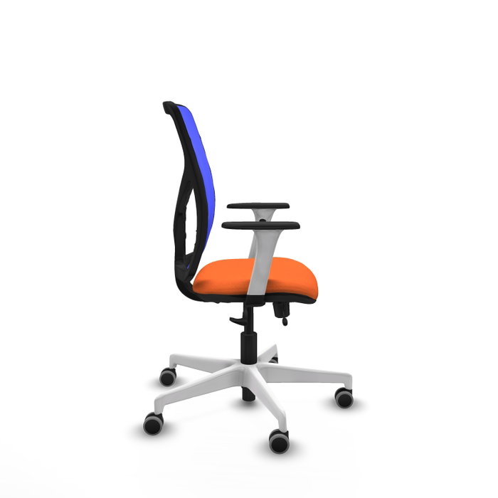 PIQUERAS Y CRESPO Silla de oficina Motilla con mecanismo Sincro/Traslack, Tela Naranja y Malla Azul