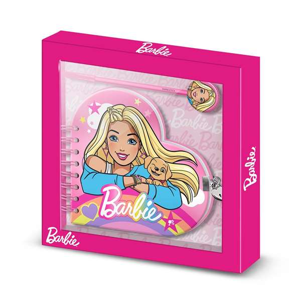 Karactermania Barbie Cuaderno Corazón Llave y Bolígrafo 23 x 2.5 x 24 cm Karactermania Barbie Cuaderno Corazón Llave y Bolígrafo 23 x 2.5 x 24 cm