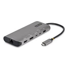 StarTech.com Adaptador multipuertos USB4 para 2 pantallas, 140W PD, Gris