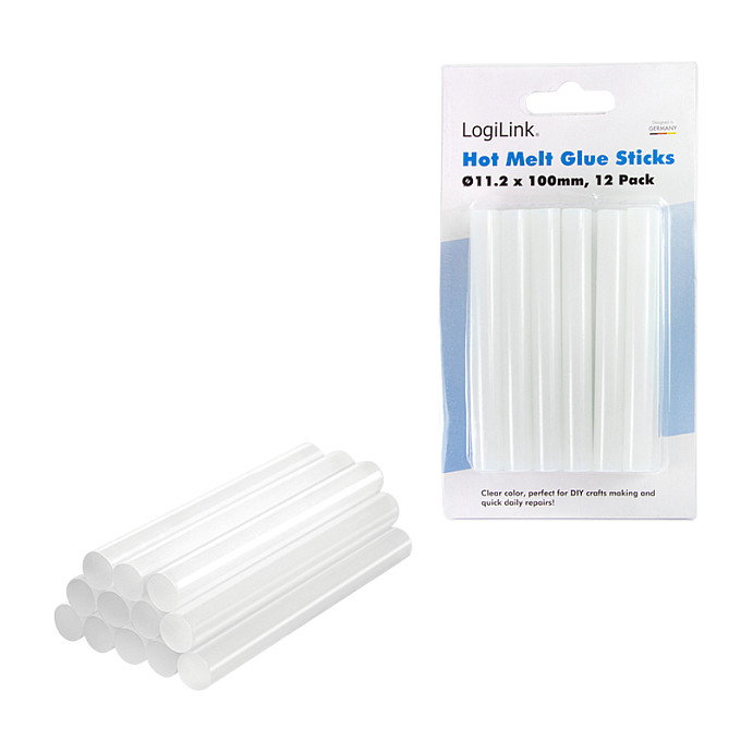 LogiLink Barras de pegamento termofusible 11,2 mm x 100 mm, 12 unidades