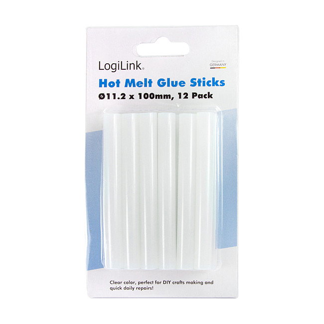 LogiLink Barras de pegamento termofusible 11,2 mm x 100 mm, 12 unidades