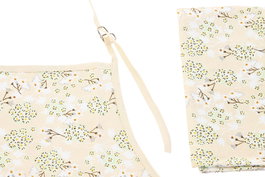 DKD Home Decor Ivy&daisy 2022 Delantal Tradicional de Algodón Verde Beige 108 x 60 cm Set de 2