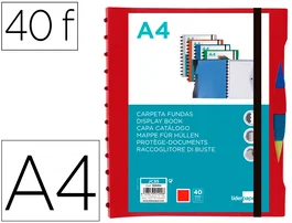 Liderpapel Carpeta A4 con 40 fundas intercambiables y 5 separadores Rojo