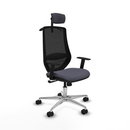 PIQUERAS Y CRESPO Silla de oficina Mardos con mecanismo Sincro, Gris oscuro y Negro