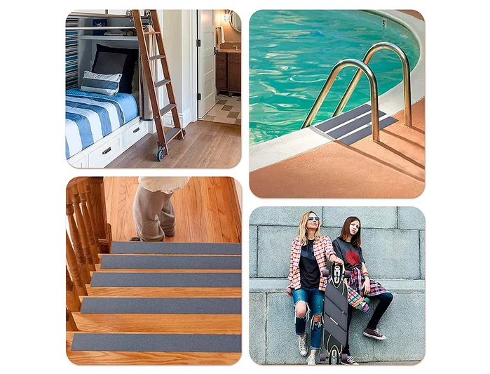 Q-connect Cinta Antideslizante Gris 5 m x 50 mm para Escaleras, Pasillos y Rampas - Prevención de Caídas en Hogar y Trabajo