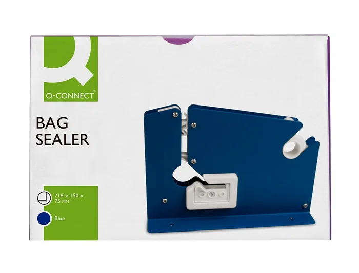 Q-connect Maquina Cierra Bolsa Metálica Pintada Color Azul 218 x 150 x 75 mm