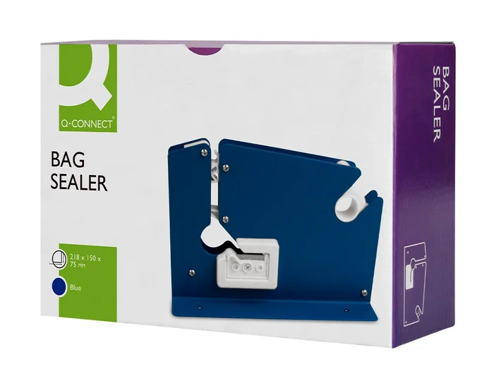 Q-connect Maquina Cierra Bolsa Metálica Pintada Color Azul 218 x 150 x 75 mm
