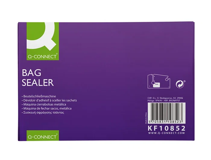 Q-connect Maquina Cierra Bolsa Metálica Pintada Color Azul 218 x 150 x 75 mm
