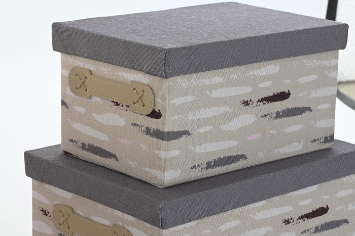 DKD Home Decor Set de 3 Cajas de Almacenaje Pinceladas en Poliéster