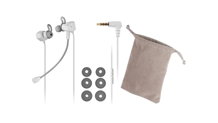 Mars Gaming MIHX Auriculares Gaming In-Ear Blancos con Tecnología Dual Driver Haptic Sense y Micrófono Extraíble - Alámbricos, Compatibles con PC, PS5, Xbox, Smartphone