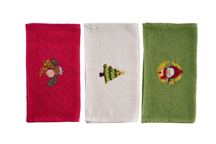 Mijölnir Juego de Toallas de Lavado Navideñas - Rojo, Verde, Blanco - 30x50 cm - 100% Algodón