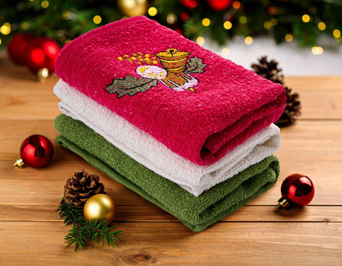 Mijölnir Juego de Toallas de Lavado Navideñas - Rojo, Verde, Blanco - 30x50 cm - 100% Algodón