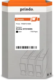 Prindo Classic Cartucho de tinta negro compatible con Brother BTD180BK, 7.500 páginas