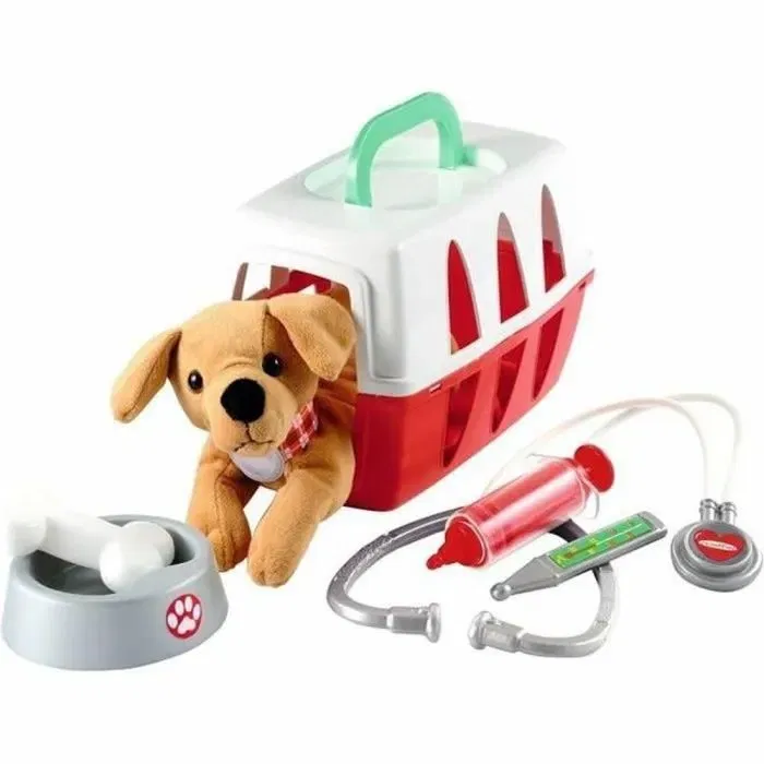 Ecoiffier Maleta Veterinaria 24 cm con Perrito de Peluche y Accesorios para Juego de Roles