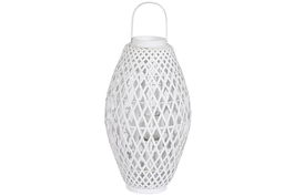 DKD Home Decor Portavelas Blanco Bambu Cristal 32 x 60 x 32 cm (2 Unidades)