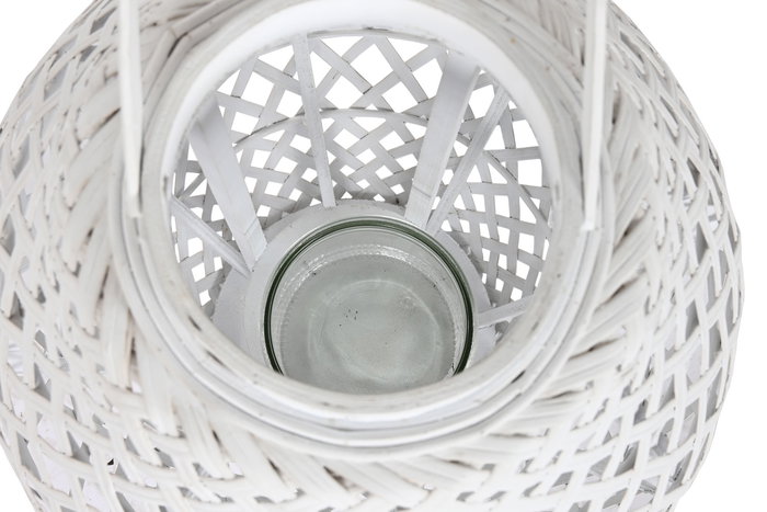 DKD Home Decor Portavelas Blanco Bambu Cristal 32 x 60 x 32 cm (2 Unidades)