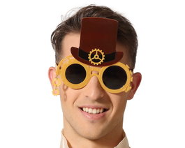 Gafas de sol con sombrero Steampunk dorado