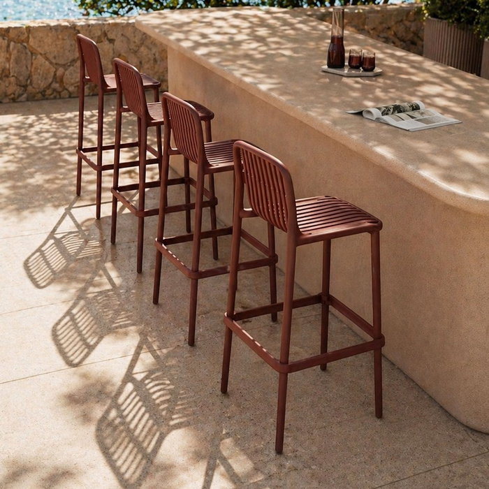 Taburete Granate Polipropileno Exterior 52 X 55 X 100 cm (Set de 4)