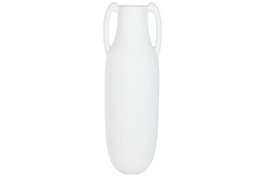 DKD Home Decor Ánfora de Fibra de Vidrio con Asas Blanco Rugoso