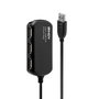 LINDY 42783 Hub USB 2.0 de 4 Puertos, Negro, 480 Mbit/s, Cable de 12 m, Compatible con Windows, Mac y Linux
