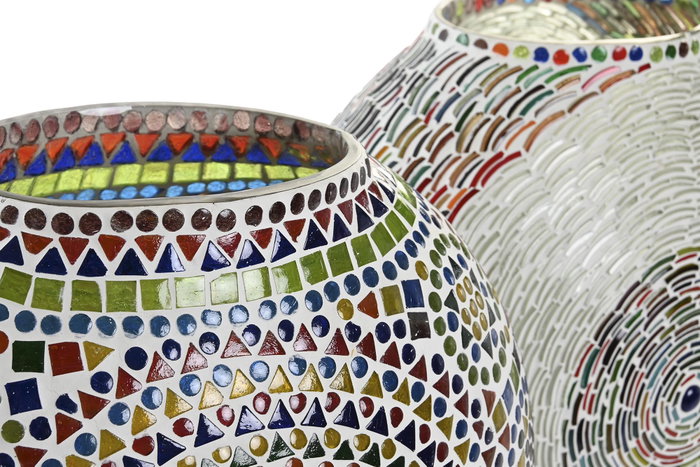 DKD Home Decor Lámpara de Sobremesa de Cristal Mosaico Multicolor 33x20x32 cm