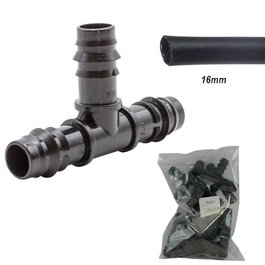 Riegolux Conexión en T de 16 mm para Goteo, Bolsa de 10 Unidades