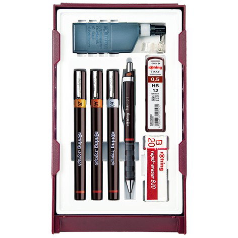 ROTRING Set de Dibujo Técnico Isograph College S0699390 - 3 Plumas 0.2, 0.4, 0.6 mm y Portaminas Negro ROTRING Set de Dibujo Técnico Isograph College S0699390 - 3 Plumas 0.2, 0.4, 0.6 mm y Portaminas Negro
