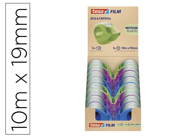 Tesa Tesafilm® eco&cristal Cinta Adhesiva Transparente con Mini Portarrollos (Set de 16) Tesa Tesafilm® eco&cristal Cinta Adhesiva Transparente con Mini Portarrollos (Set de 16)
