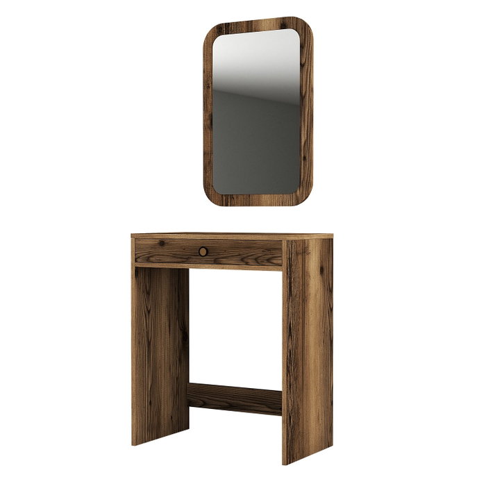 Hanah Home Lizbon Mirror Mesa de Maquillaje Nogal con Espejo 70x40x84.7cm | Espejo 51x76.5cm Hanah Home Lizbon Mirror Mesa de Maquillaje Nogal con Espejo 70x40x84.7cm | Espejo 51x76.5cm