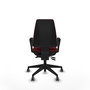 Silla de oficina Elche con mecanismo Asincro tapizada con Similpiel color Granate. Equipada con Base piramidal negra, Brazos fijos y Ruedas 65 mm parqué